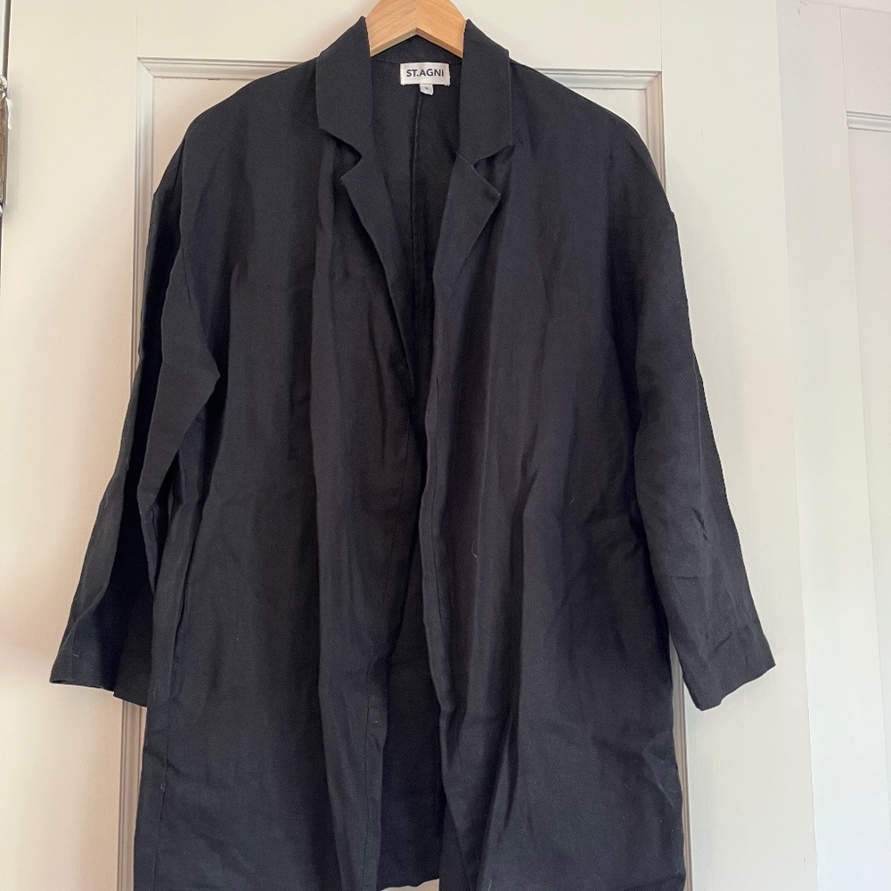 St. Agni Long Line Linen Blazer
